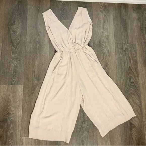 Babaton Aritzia Maximillian Jumpsuit Wide Leg Crop Denude Beige Taupe Size XS - Picture 2 of 15